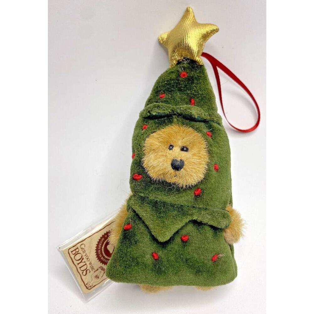 Boyds Bears Miniature Lil’ Frazier Christmas Tree Bear Ornament With Tags BB18